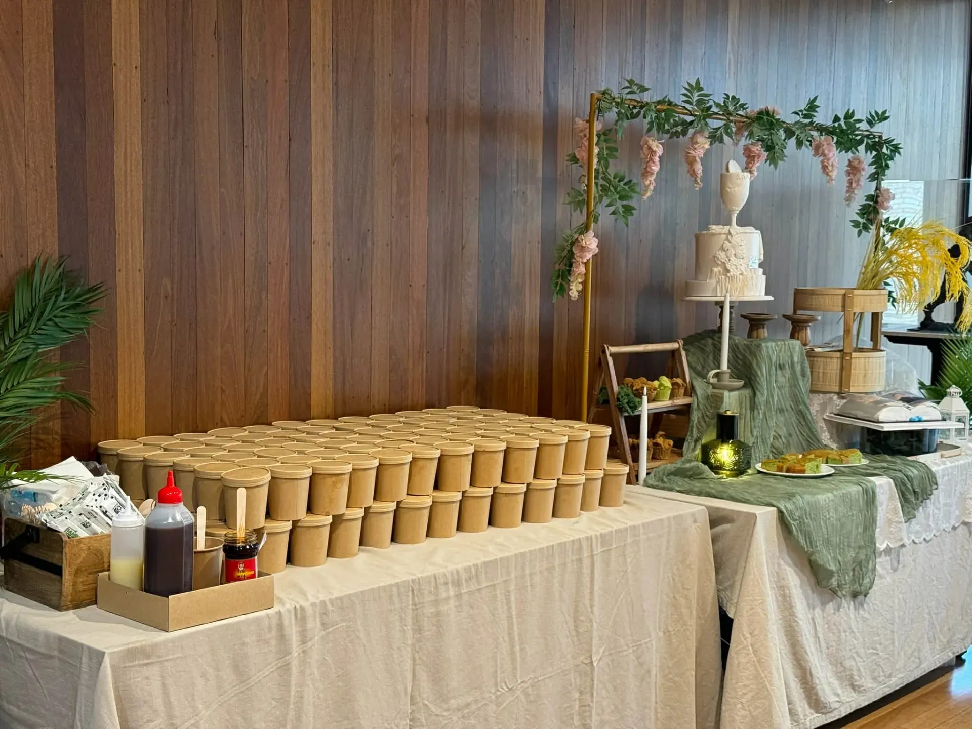 Assorted Vietnamese catering food for a group event